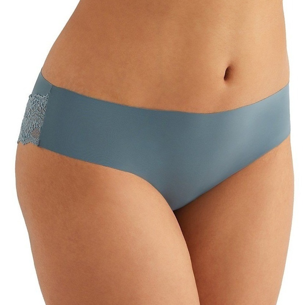 b.tempt'd by Wacoal Women Cheeky Tanga Panty Large Blue Lace Trim Seamless NWT